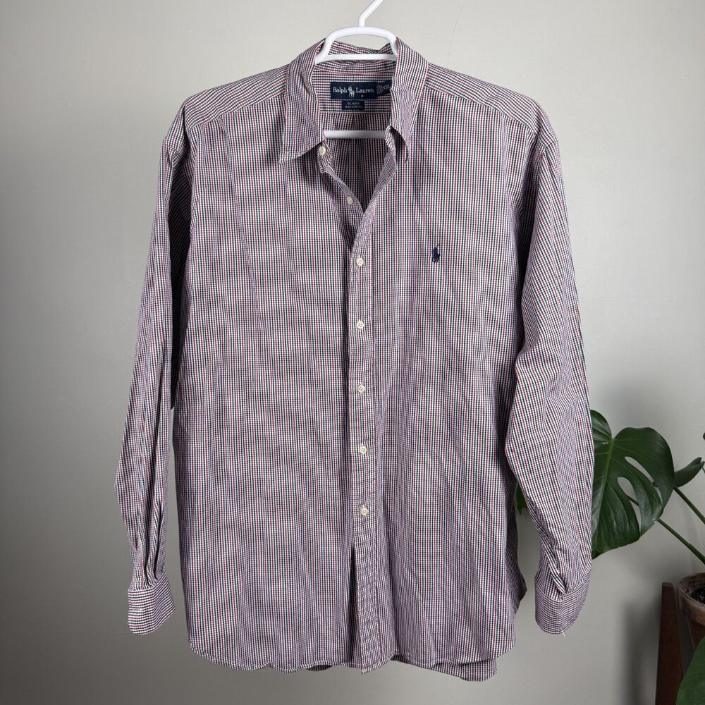 Vintage Ralph Lauren Plaid Button Down Shirt | Red Blue White XXL 100% Cotton